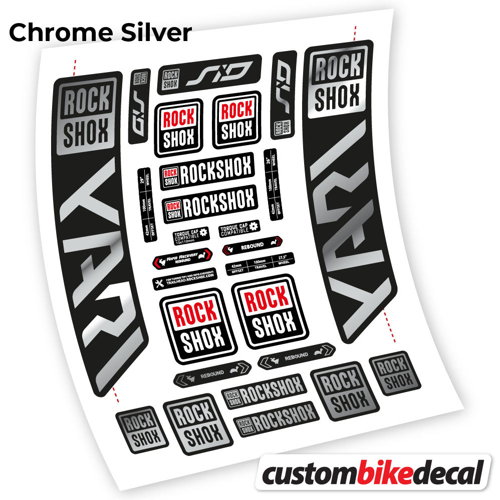 Chrome Silver decal for Rock Shox Yari 2021 fork – bike sticker vinyl