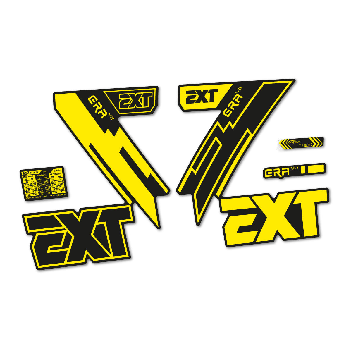 Yellow decal for EXT Era V2 2020 fork – bike sticker vinyl