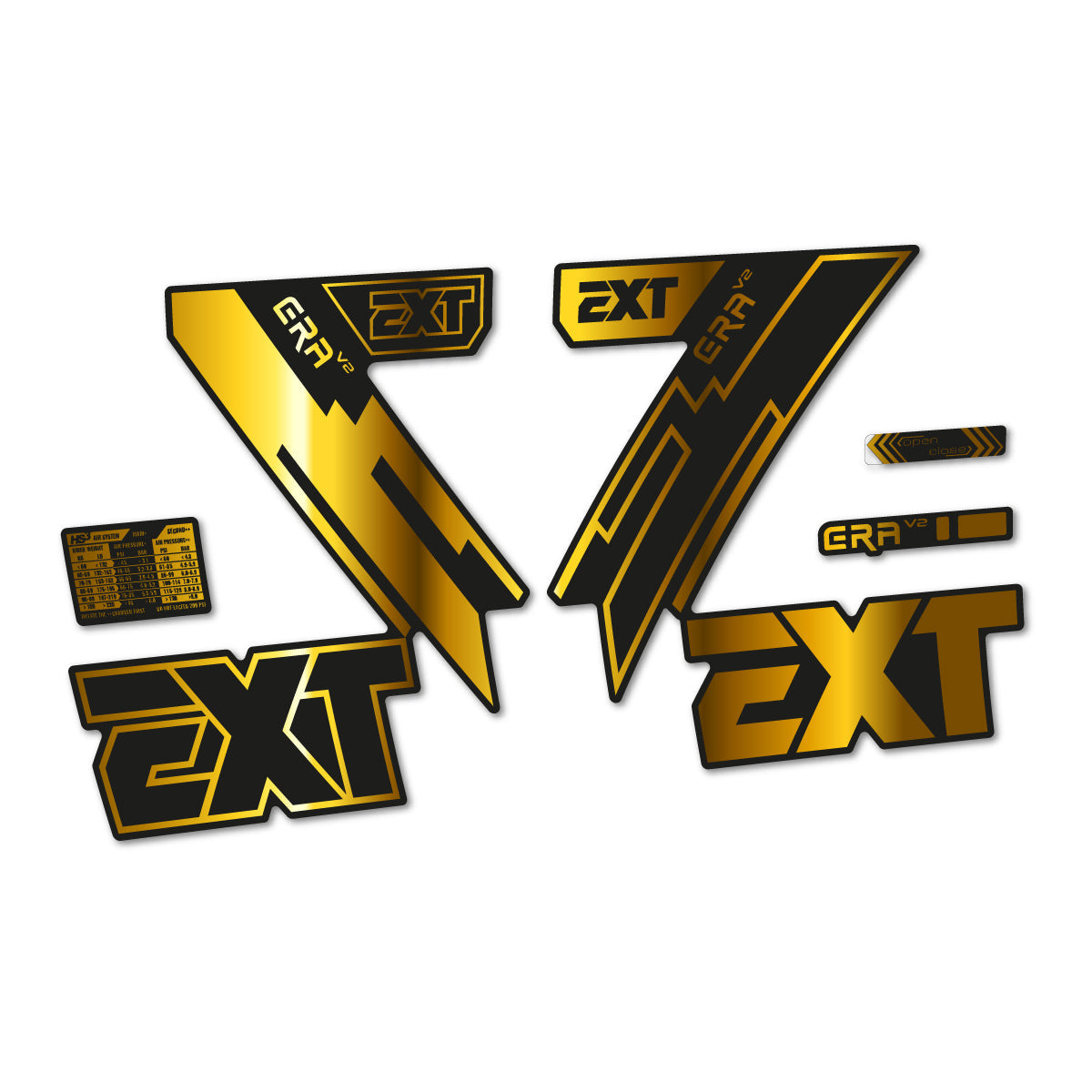 Chrome Gold decal for EXT Era V2 2020 fork – bike sticker vinyl