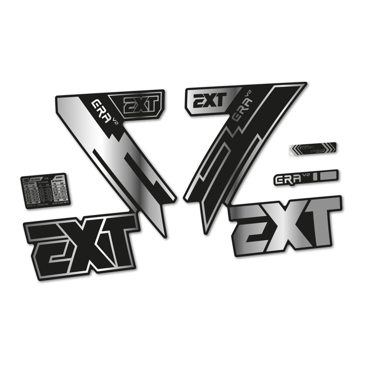 Chrome Silver decal for EXT Era V2 2020 fork – bike sticker vinyl
