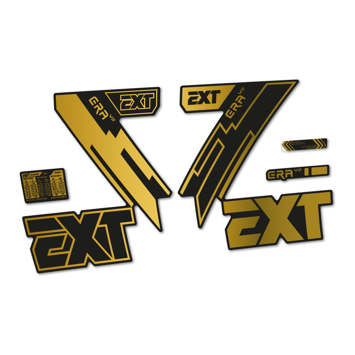 Gold decal for EXT Era V2 2020 fork – bike sticker vinyl