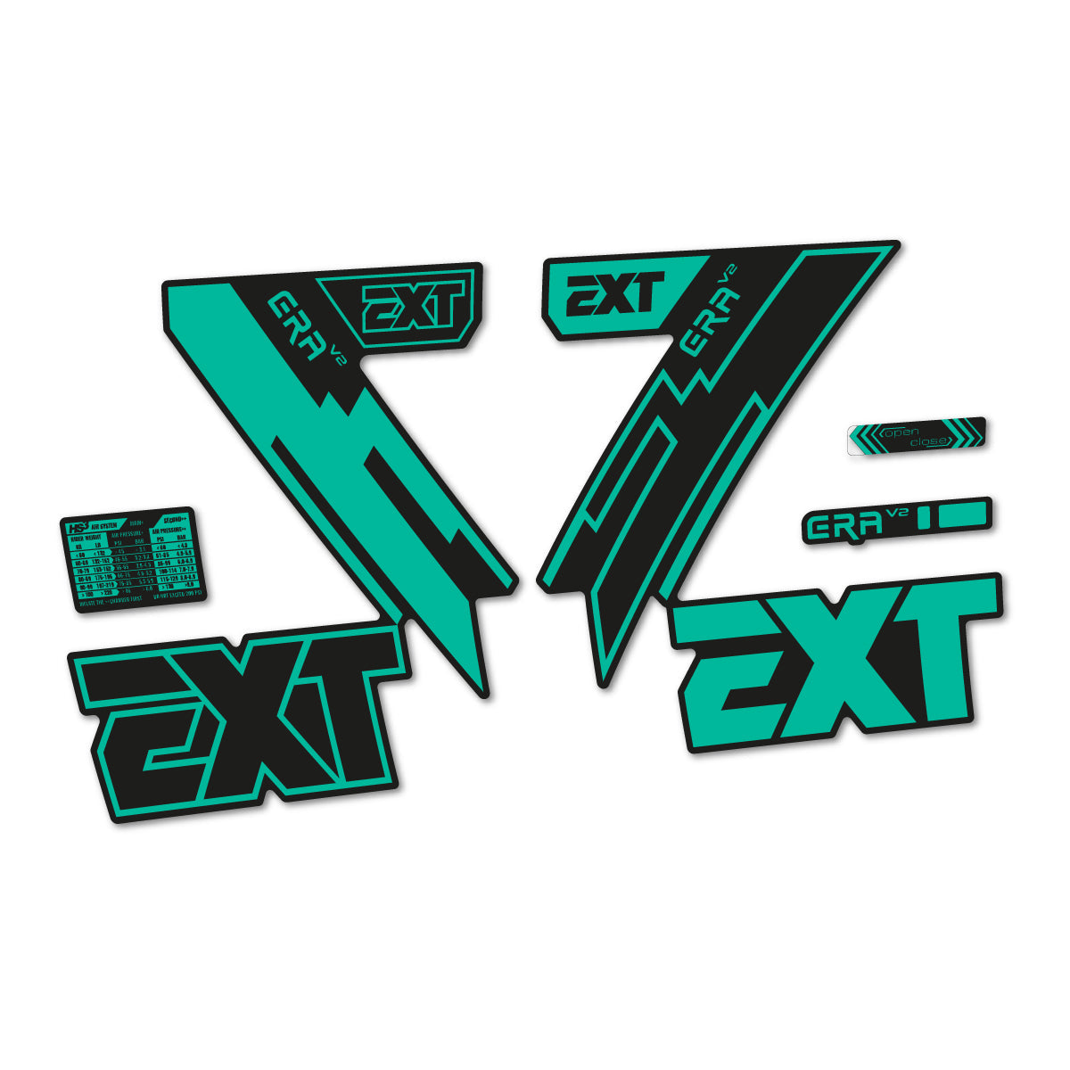 Green Turquoise decal for EXT Era V2 2020 fork – bike sticker vinyl