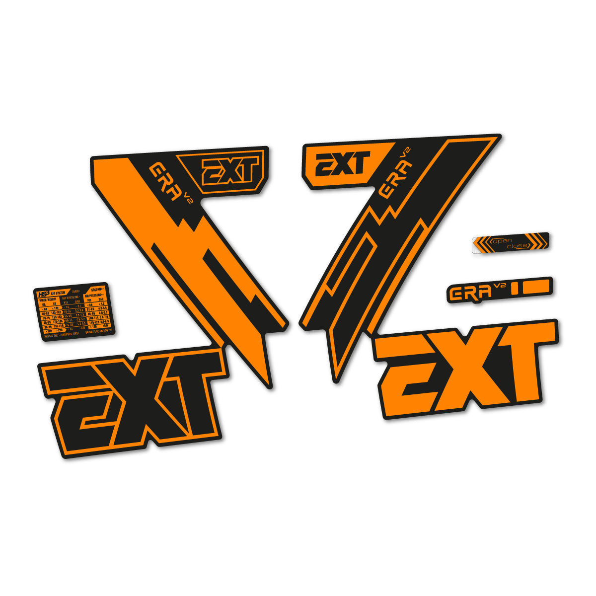 Light Neon Orange decal for EXT Era V2 2020 fork – bike sticker vinyl