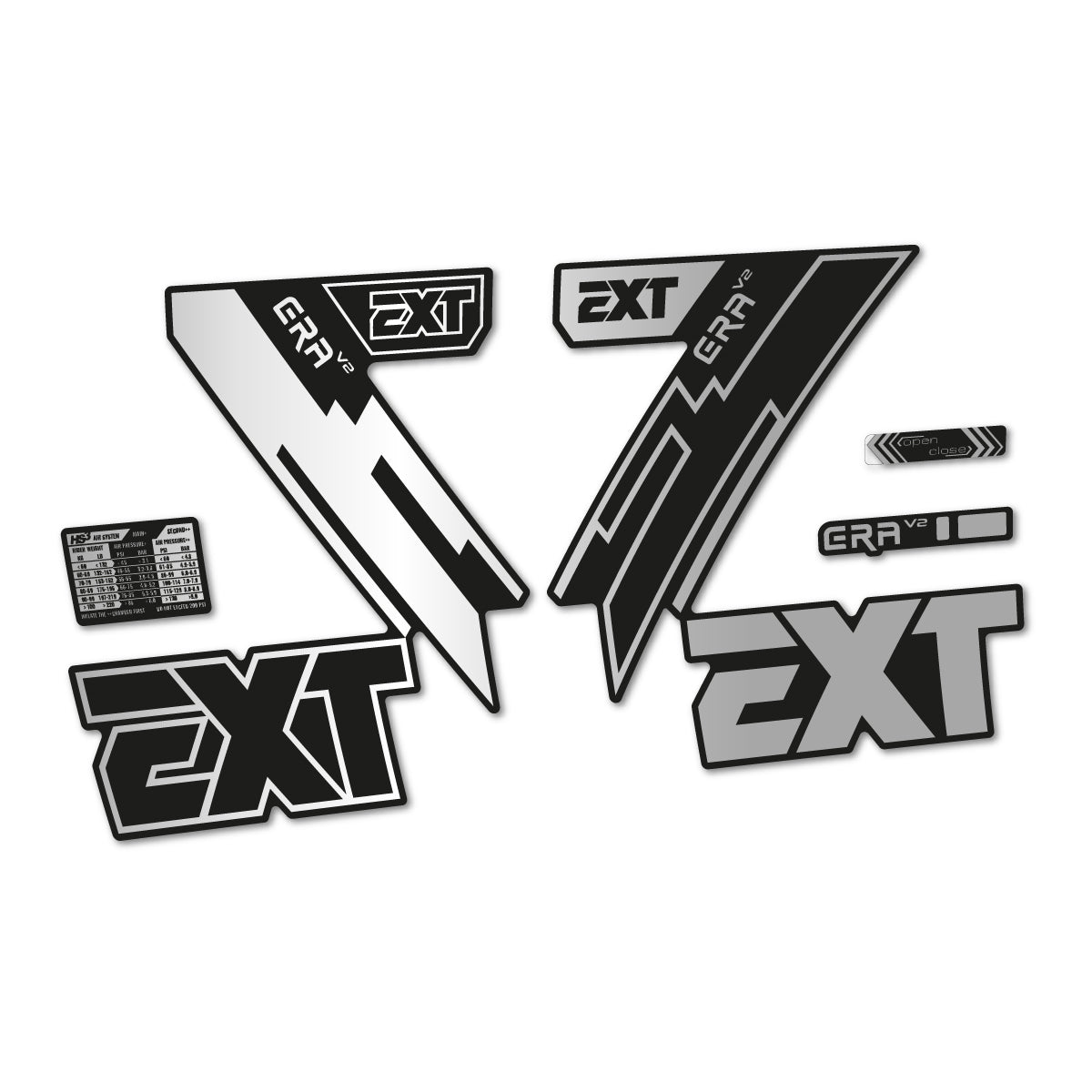 Light Silver decal for EXT Era V2 2020 fork – bike sticker vinyl