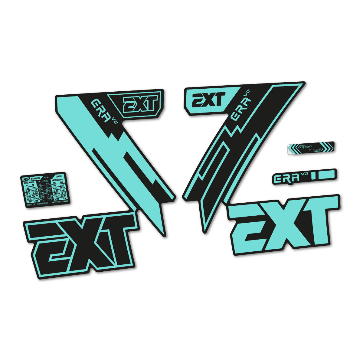 Blue Green decal for EXT Era V2 2020 fork – bike sticker vinyl