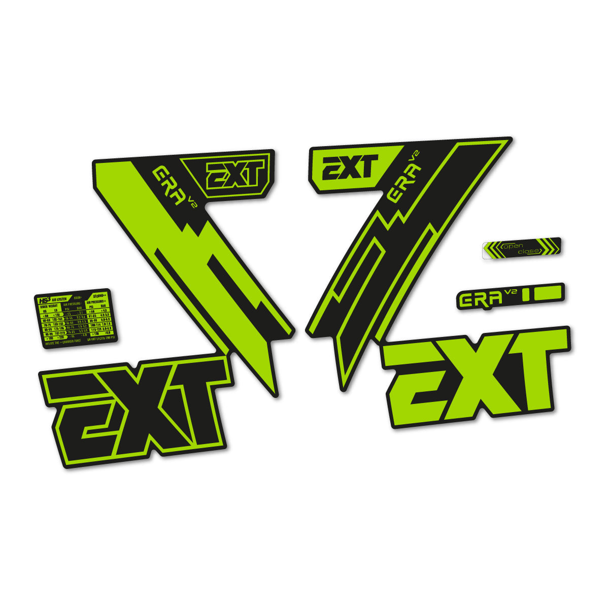 Lime Green decal for EXT Era V2 2020 fork – bike sticker vinyl