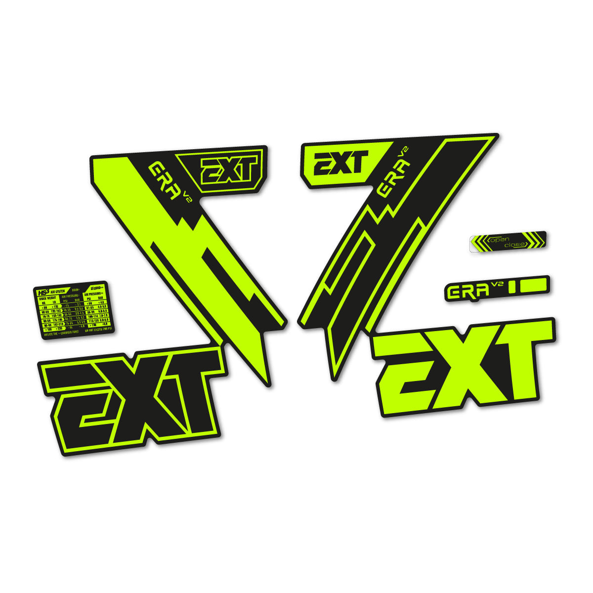 Lime Neon decal for EXT Era V2 2020 fork – bike sticker vinyl