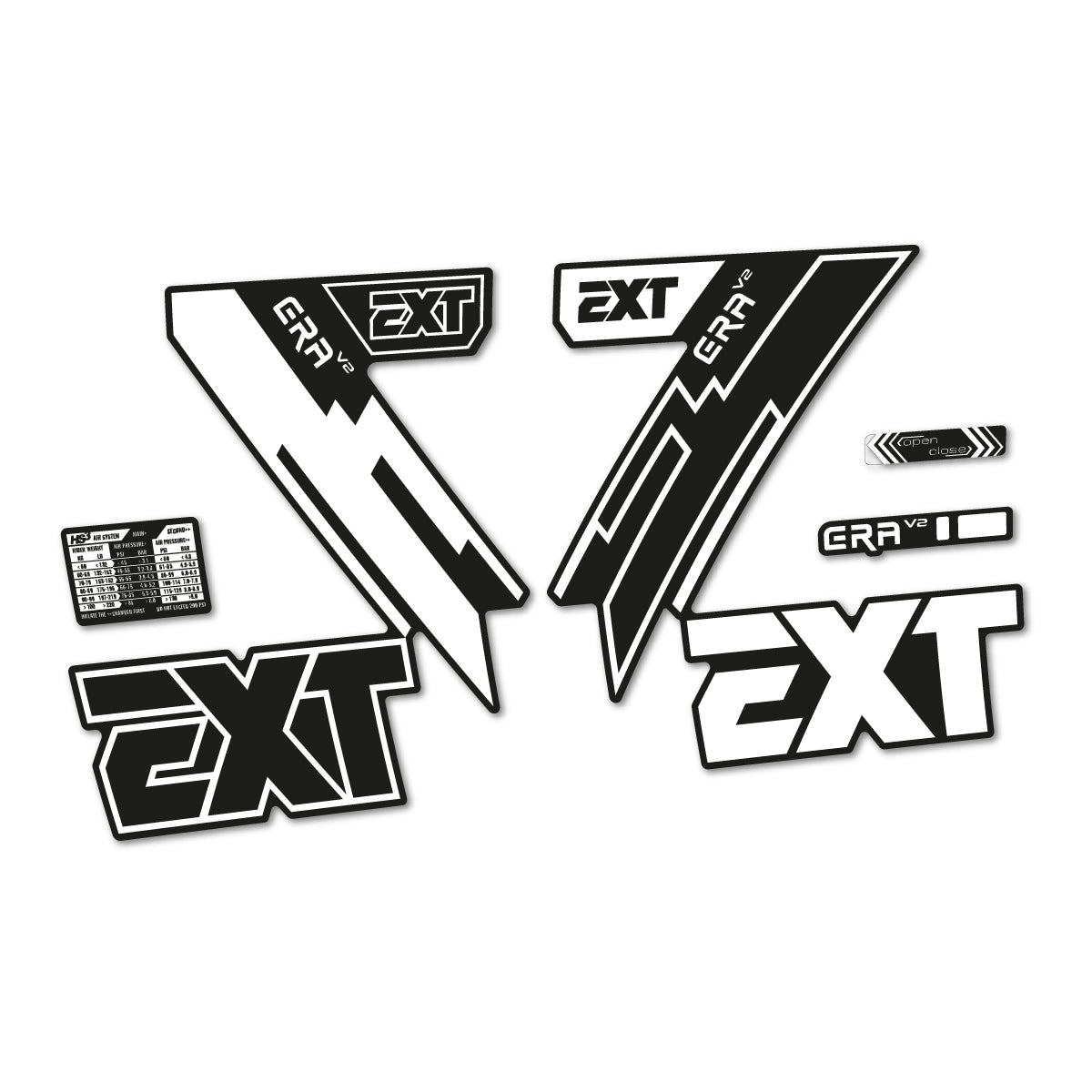 White decal for EXT Era V2 2020 fork – bike sticker vinyl