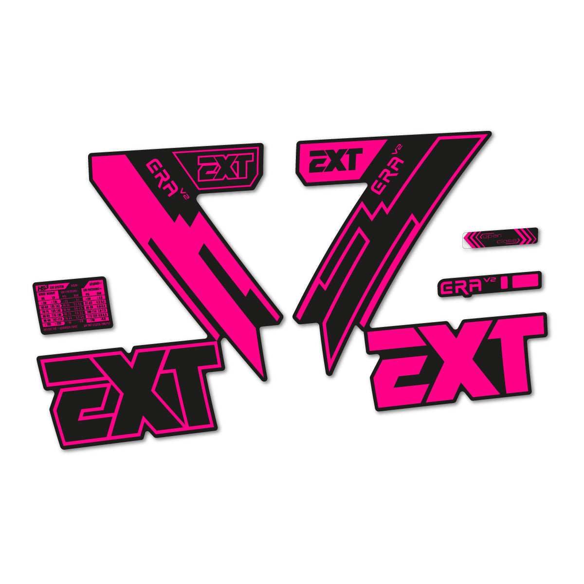 Stickers compatibles EXT Era V2 2020 pour fourche – autocollants vinyle - Rose Fluo