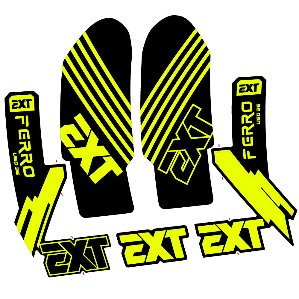 Stickers EXT Ferro USD 36 2024 compatibles - Autocollants fourche VTT