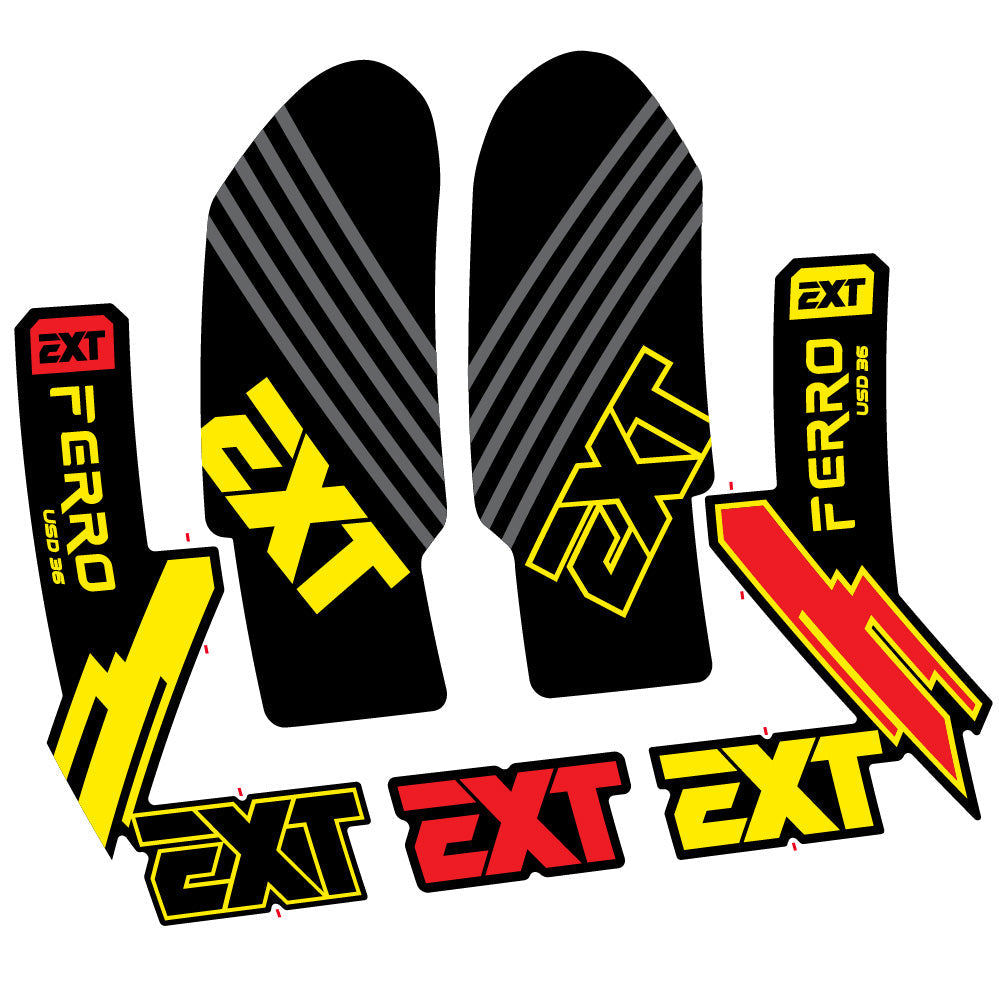 Stickers EXT Ferro USD 36 2024 compatibles - Autocollants fourche VTT