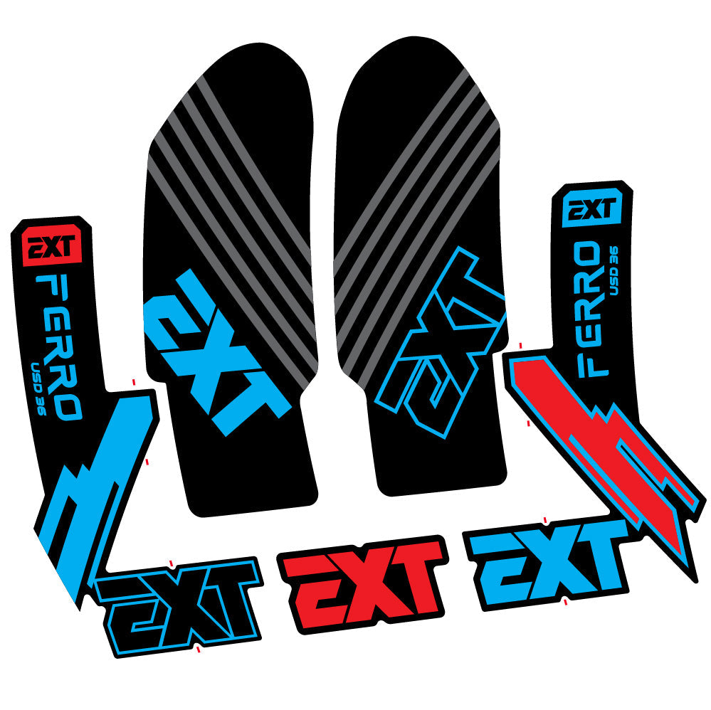 Stickers EXT Ferro USD 36 2024 compatibles - Autocollants fourche VTT