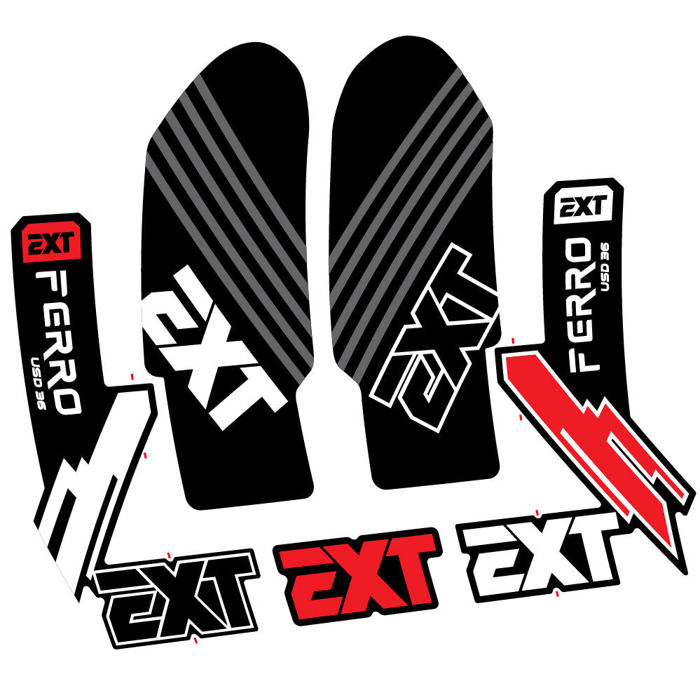 Stickers EXT Ferro USD 36 2024 compatibles - Autocollants fourche VTT