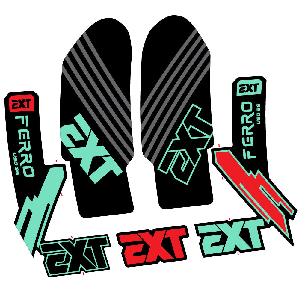 Stickers EXT Ferro USD 36 2024 compatibles - Autocollants fourche VTT