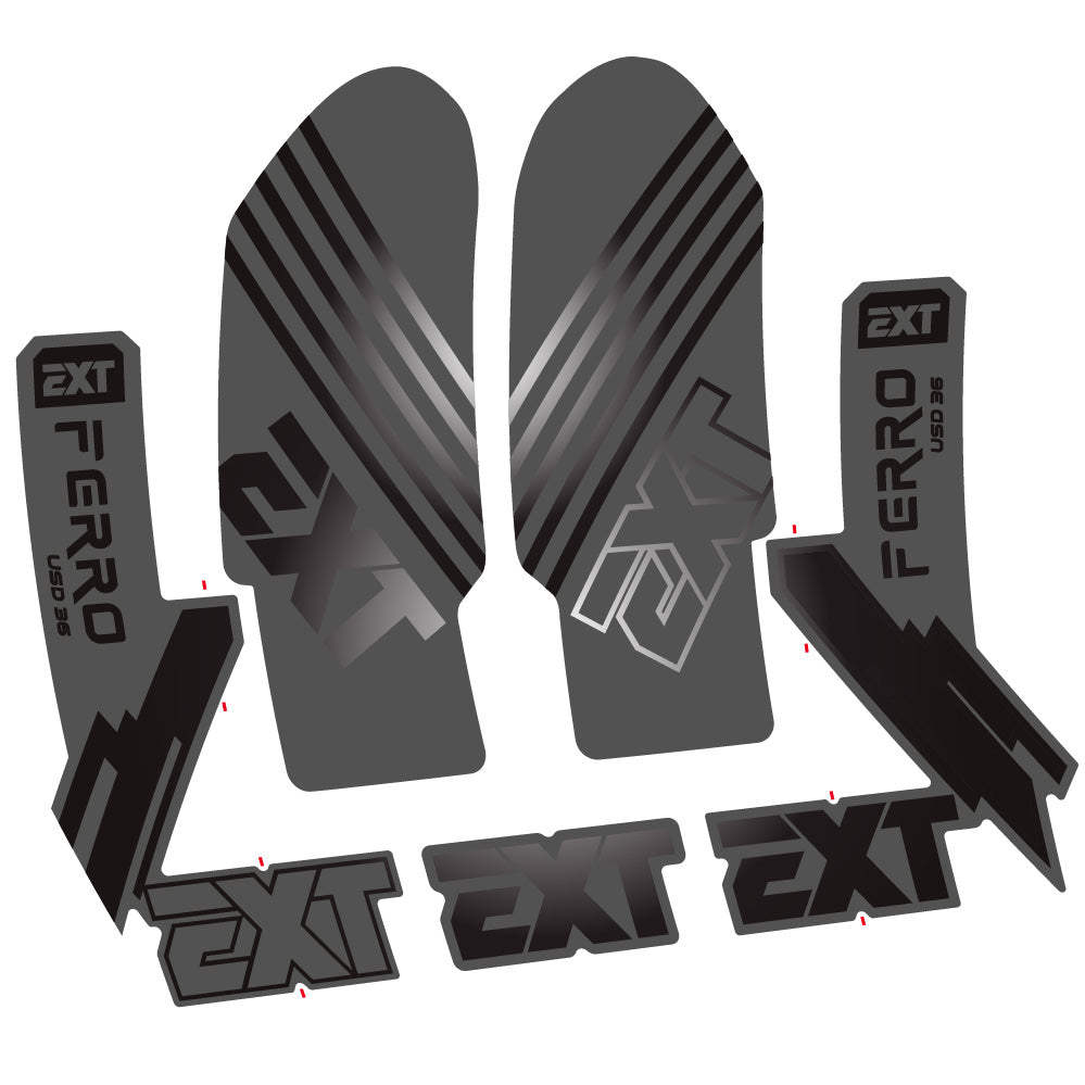 Stickers EXT Ferro USD 36 2024 compatibles - Autocollants fourche VTT