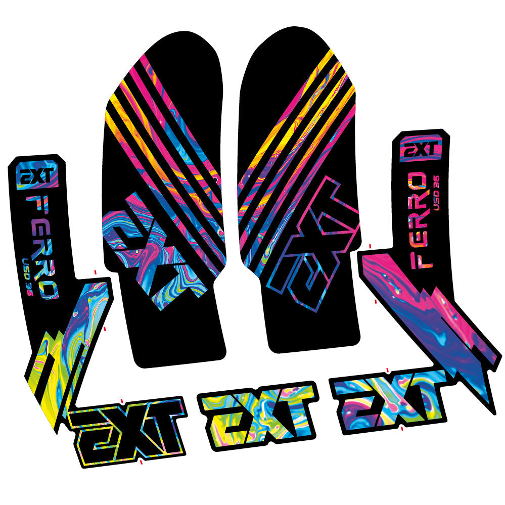 Stickers EXT Ferro USD 36 2024 compatibles - Autocollants fourche VTT