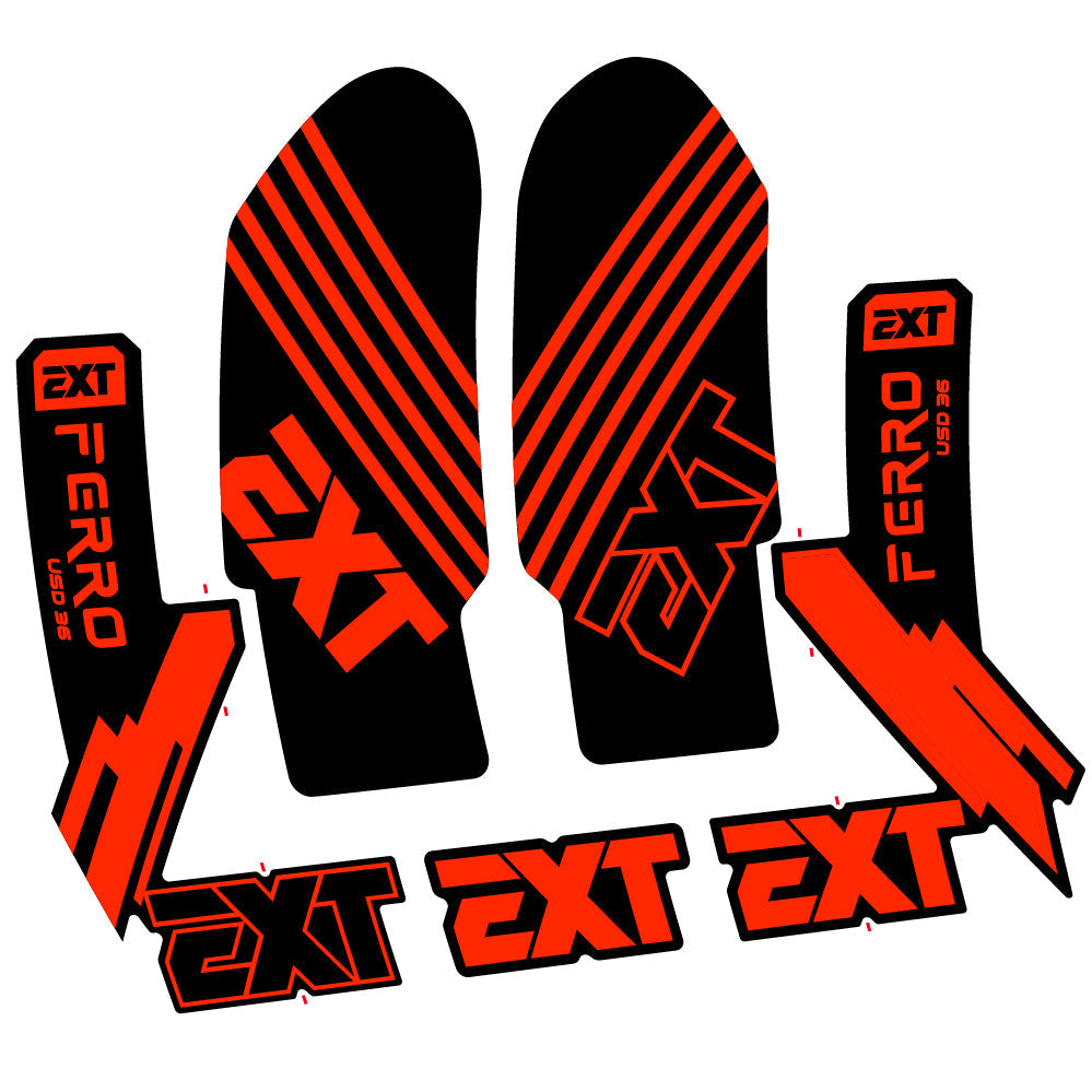 Stickers EXT Ferro USD 36 2024 compatibles - Autocollants fourche VTT