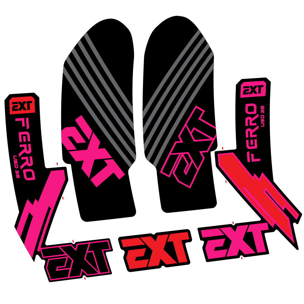 Stickers EXT Ferro USD 36 2024 compatibles - Autocollants fourche VTT