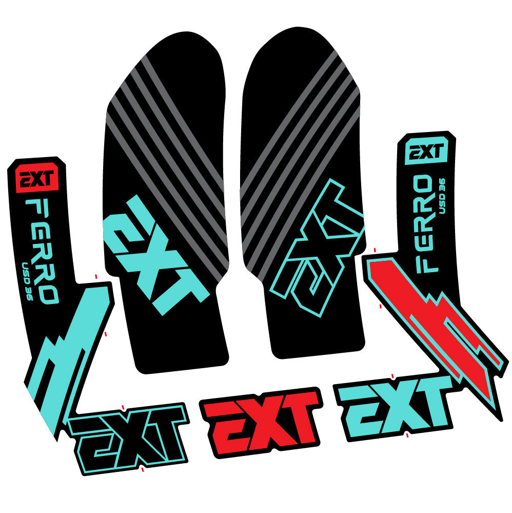 Stickers EXT Ferro USD 36 2024 compatibles - Autocollants fourche VTT