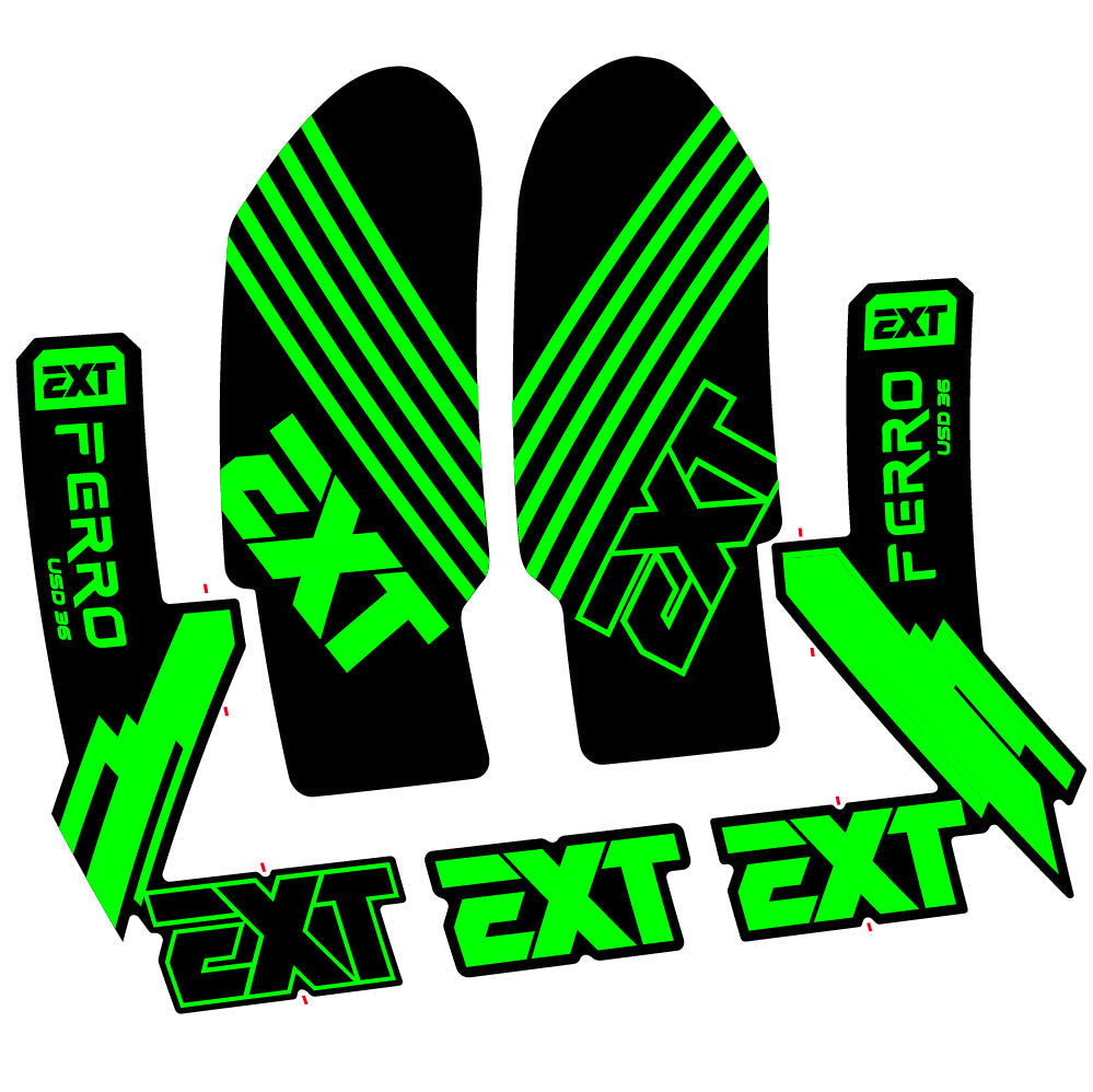 Stickers EXT Ferro USD 36 2024 compatibles - Autocollants fourche VTT