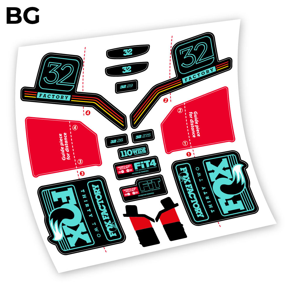 Stickers Fox Factory Float 32 Kashima 2016 compatibles Autocollants fourche