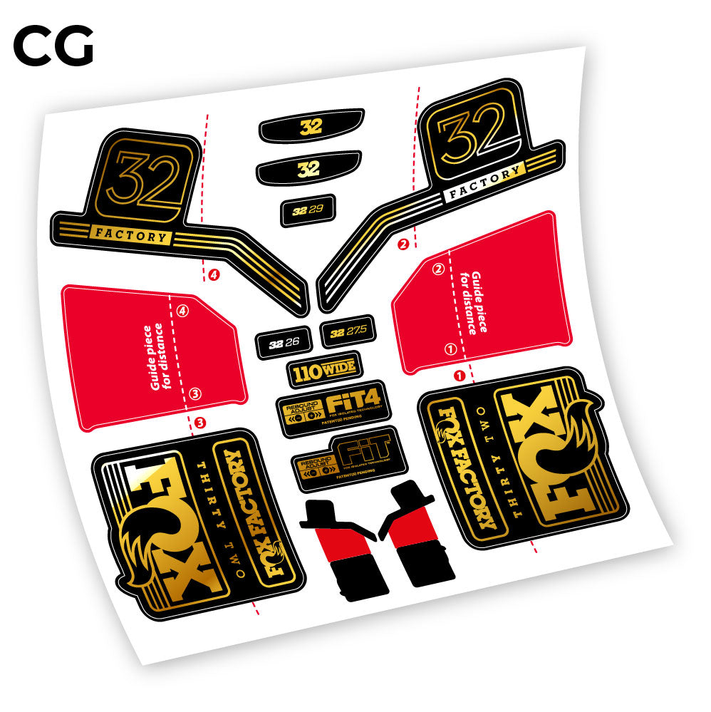 Stickers Fox Factory Float 32 Kashima 2016 compatibles Autocollants fourche