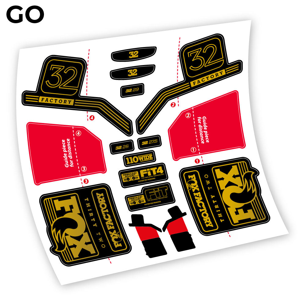 Stickers Fox Factory Float 32 Kashima 2016 compatibles Autocollants fourche