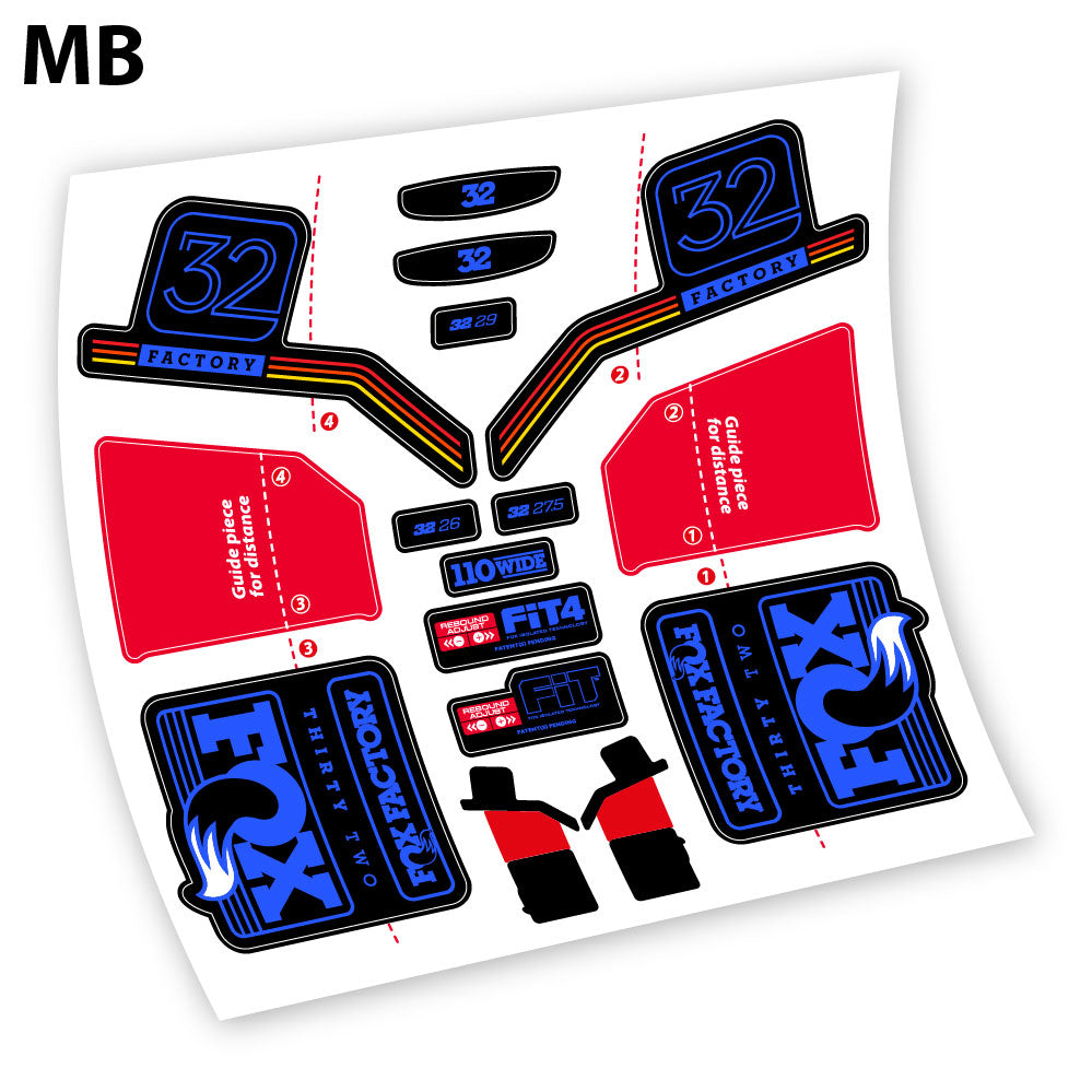 Stickers Fox Factory Float 32 Kashima 2016 compatibles Autocollants fourche