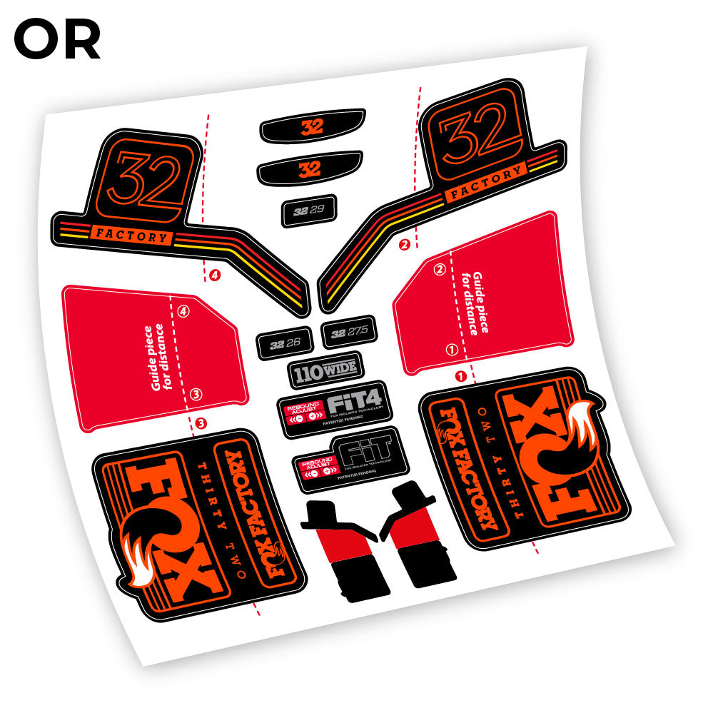 Stickers Fox Factory Float 32 Kashima 2016 compatibles Autocollants fourche