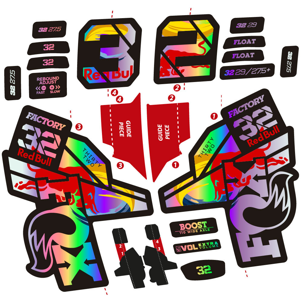 Stickers Fox 32 Factory SC 2021, 2022 and 2023 Red Bull Edition Autocollants fourche