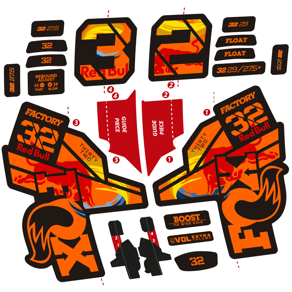 Stickers Fox 32 Factory SC 2021 compatibles - Autocollants fourche VTT