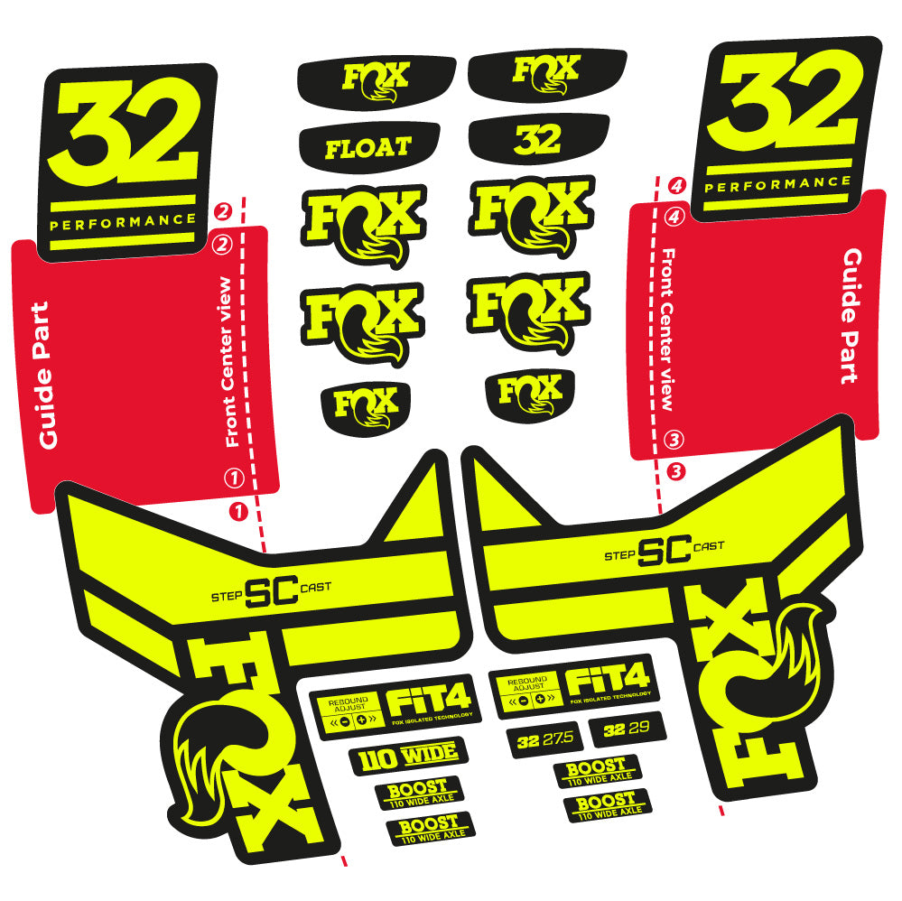 Stickers Fox 32 SC Performance 2019 compatibles Autocollants fourche 29"