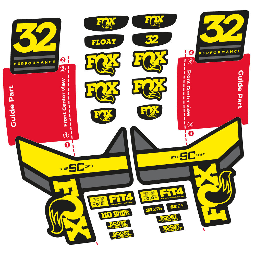 Stickers Fox 32 SC Performance 2019 compatibles Autocollants fourche 29"