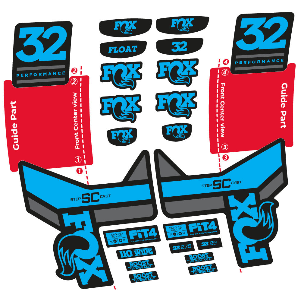 Stickers Fox 32 SC Performance 2019 compatibles - Autocollants fourche VTT
