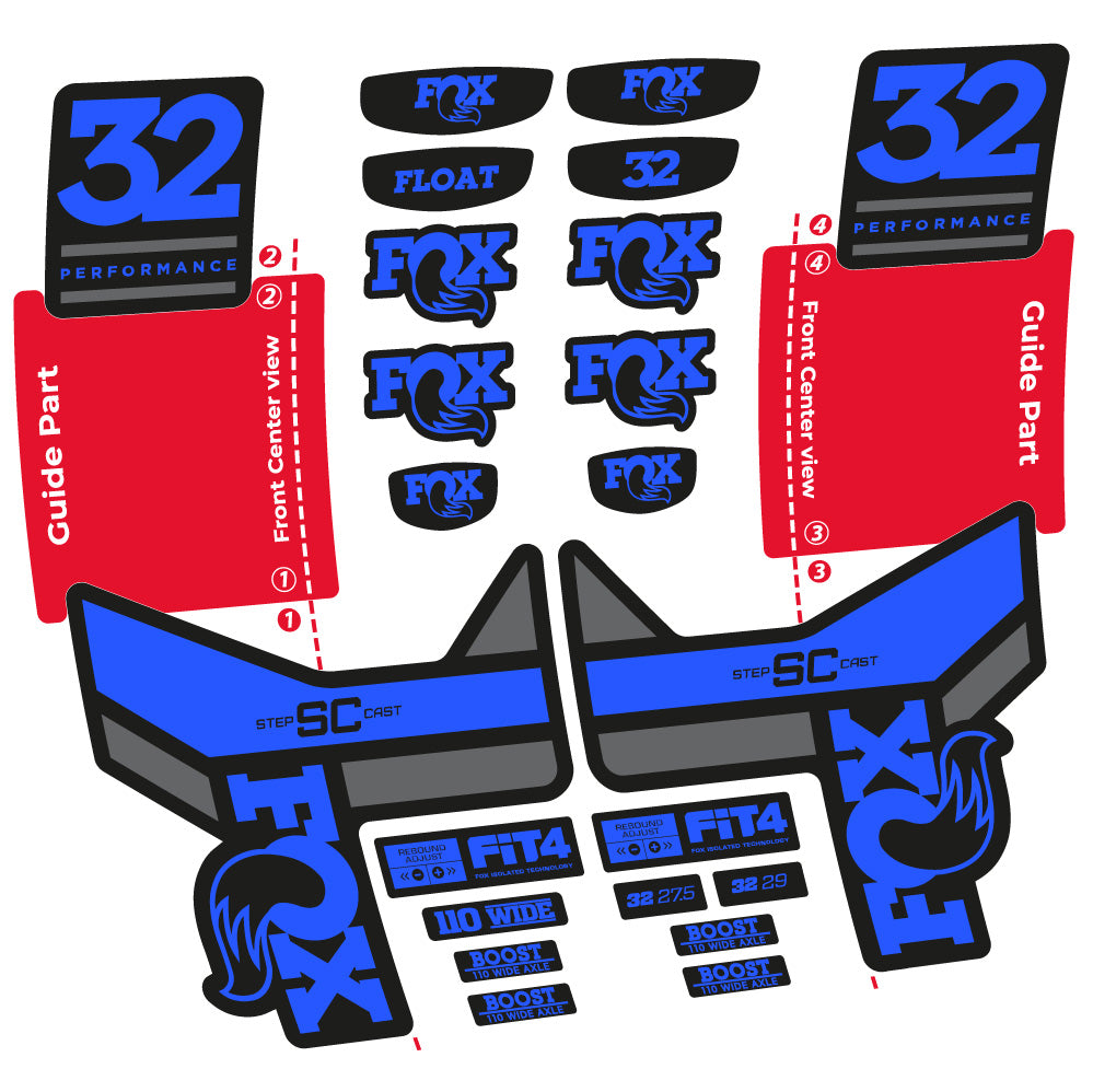 Stickers Fox 32 SC Performance 2019 compatibles Autocollants fourche 29"