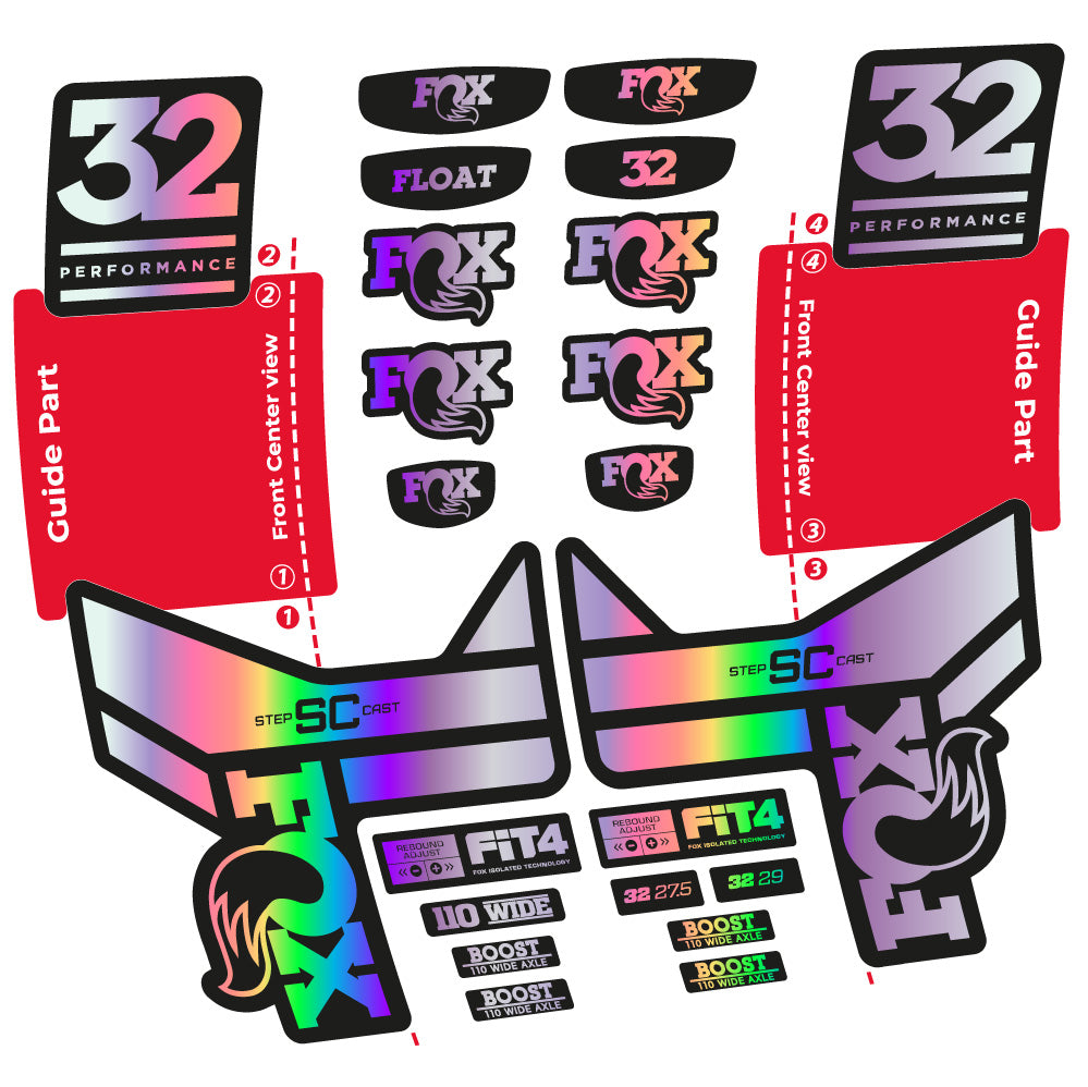 Stickers Fox 32 SC Performance 2019 compatibles - Autocollants fourche VTT