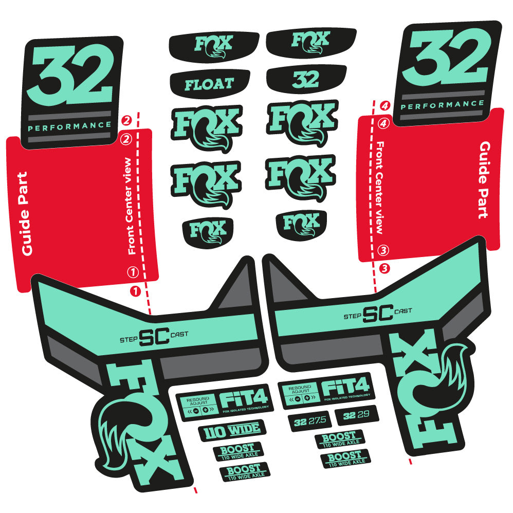 Stickers Fox 32 SC Performance 2019 compatibles Autocollants fourche 29"