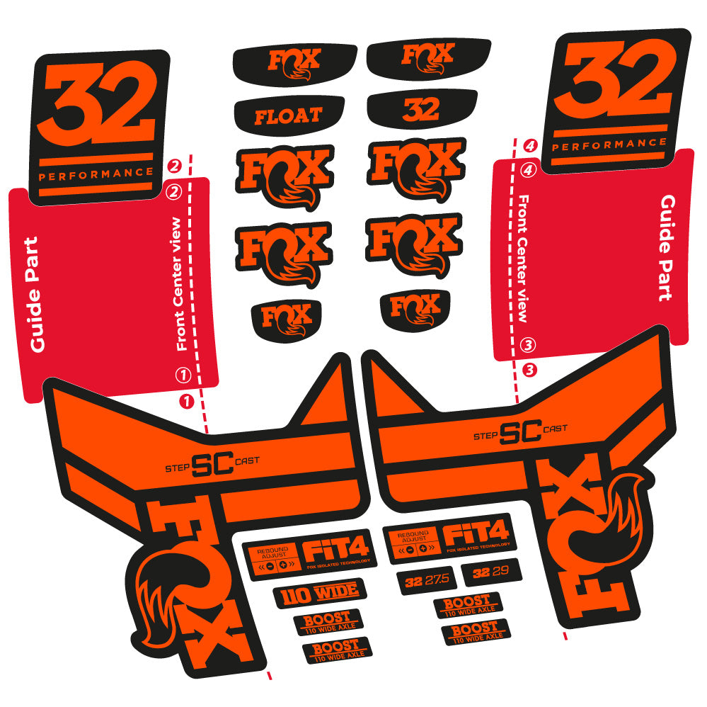 Stickers Fox 32 SC Performance 2019 compatibles - Autocollants fourche VTT