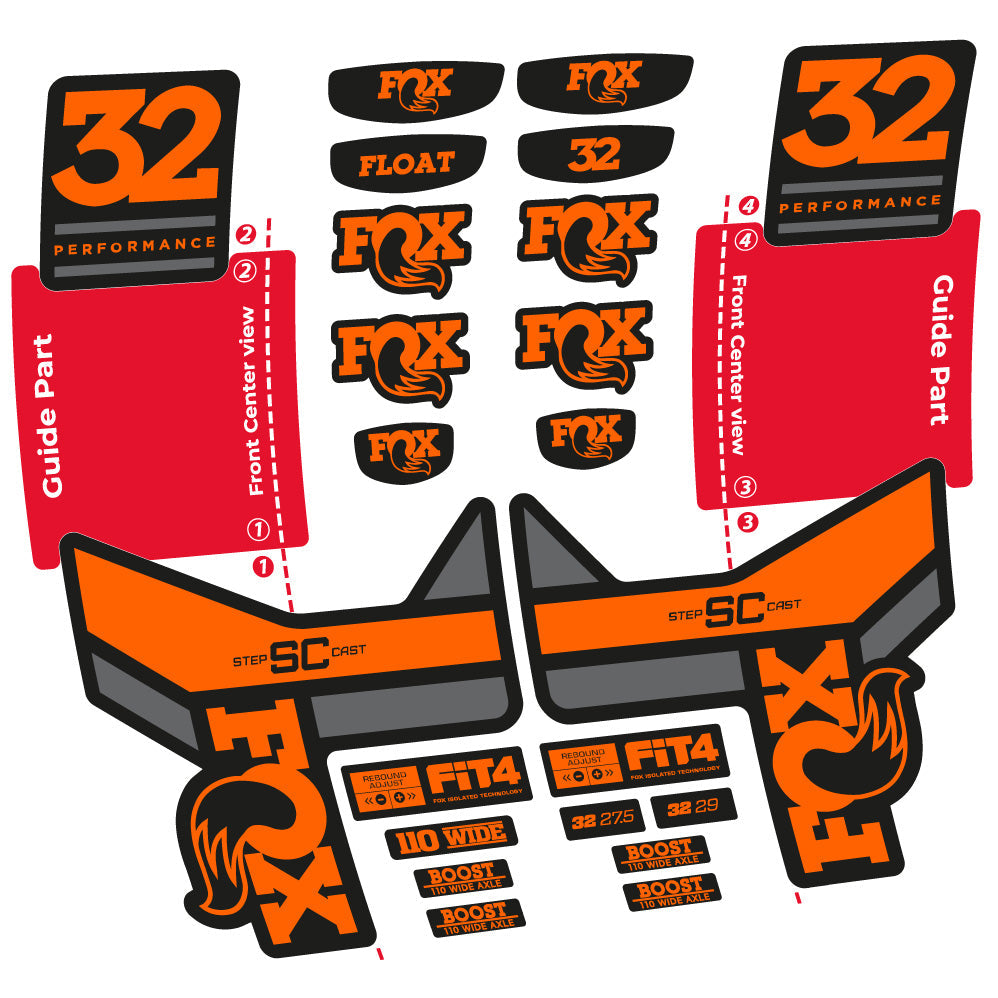 Stickers Fox 32 SC Performance 2019 compatibles Autocollants fourche 29"