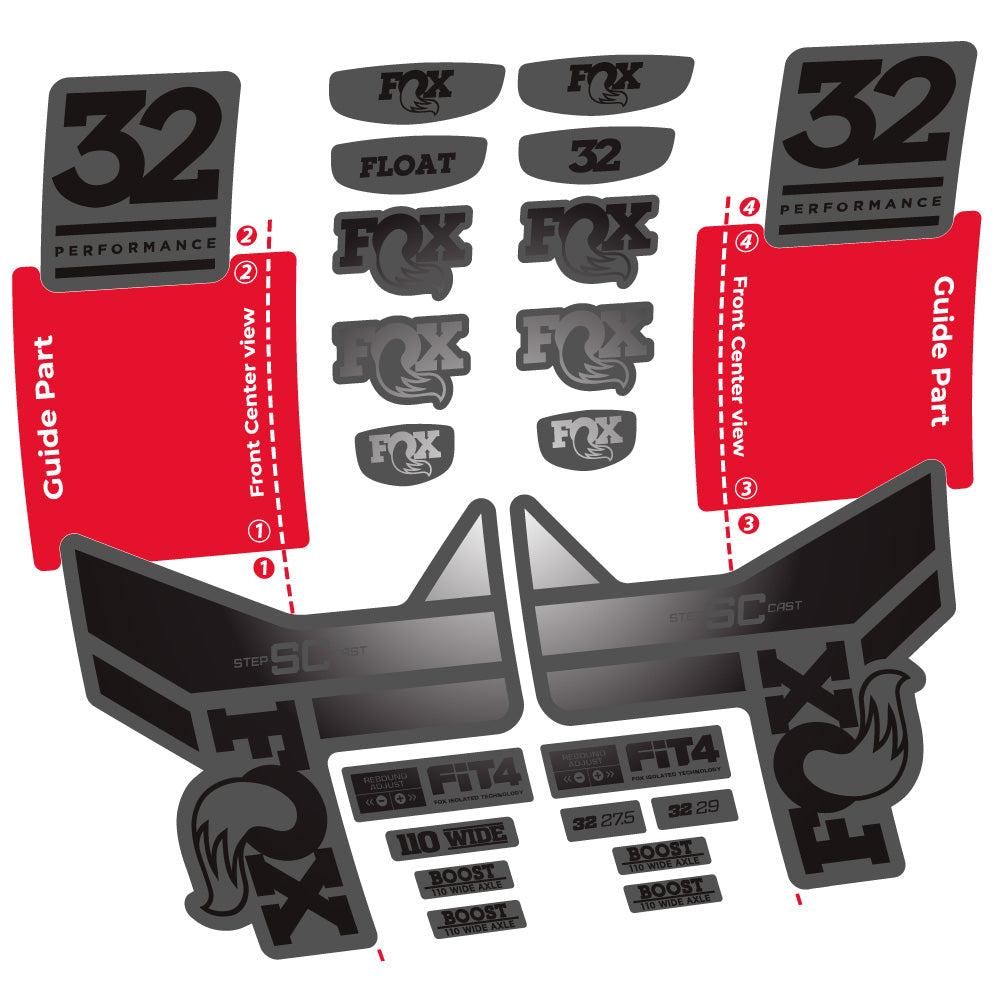 Stickers Fox 32 SC Performance 2019 compatibles Autocollants fourche 29"