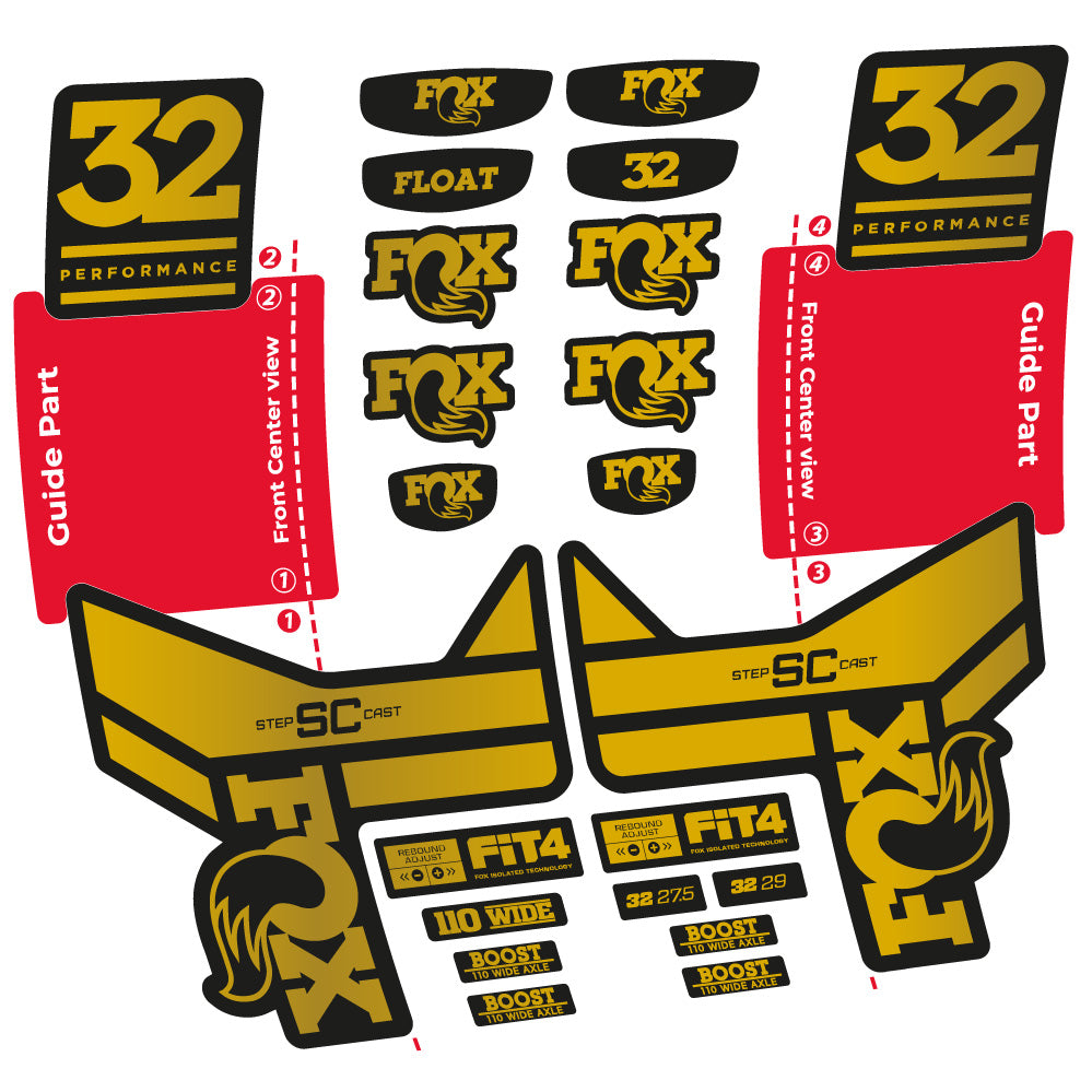 Stickers Fox 32 SC Performance 2019 compatibles - Autocollants fourche VTT