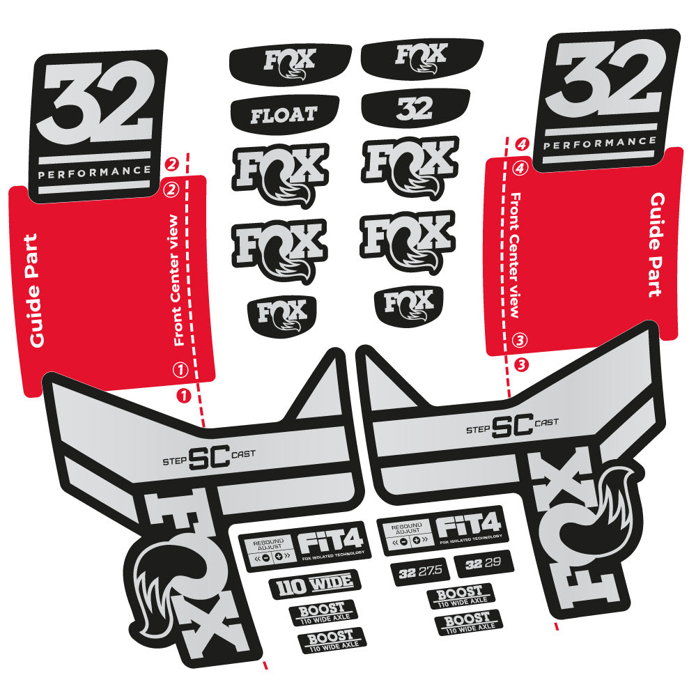 Stickers Fox 32 SC Performance 2019 compatibles Autocollants fourche 29"