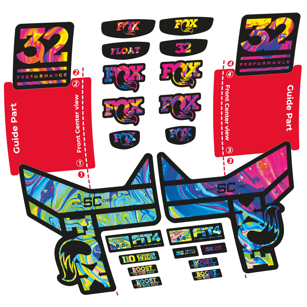Stickers Fox 32 SC Performance 2019 compatibles - Autocollants fourche VTT