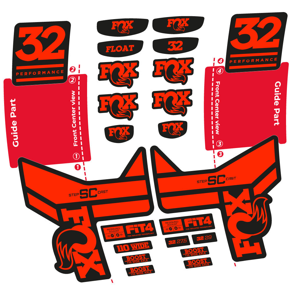 Stickers Fox 32 SC Performance 2019 compatibles Autocollants fourche 29"