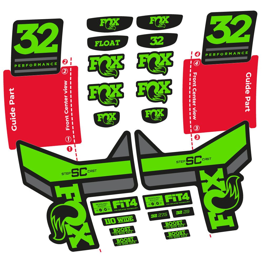 Stickers Fox 32 SC Performance 2019 compatibles - Autocollants fourche VTT