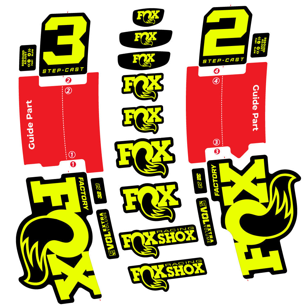 Stickers Fox 32 Step-Cast Factory 2 2025 compatibles - Autocollants fourche VTT