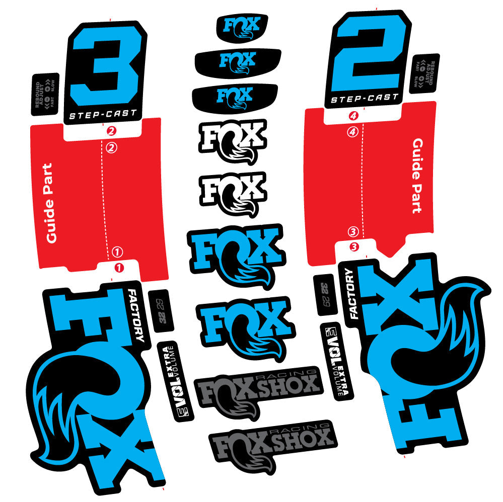 Stickers Fox 32 Step-Cast Factory 2 2025 compatibles - Autocollants fourche VTT