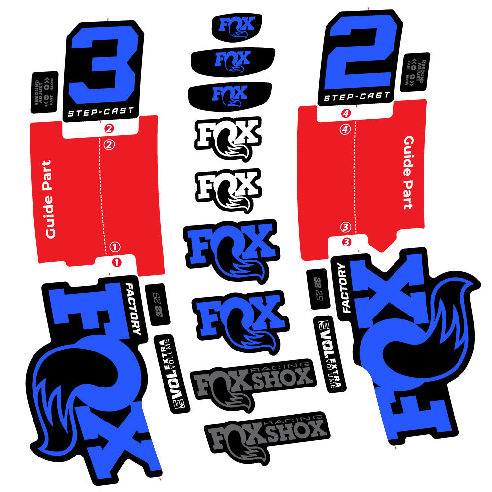 Stickers Fox 32 StepCast Factory 2 2025 compatibles Autocollants fourche 29"