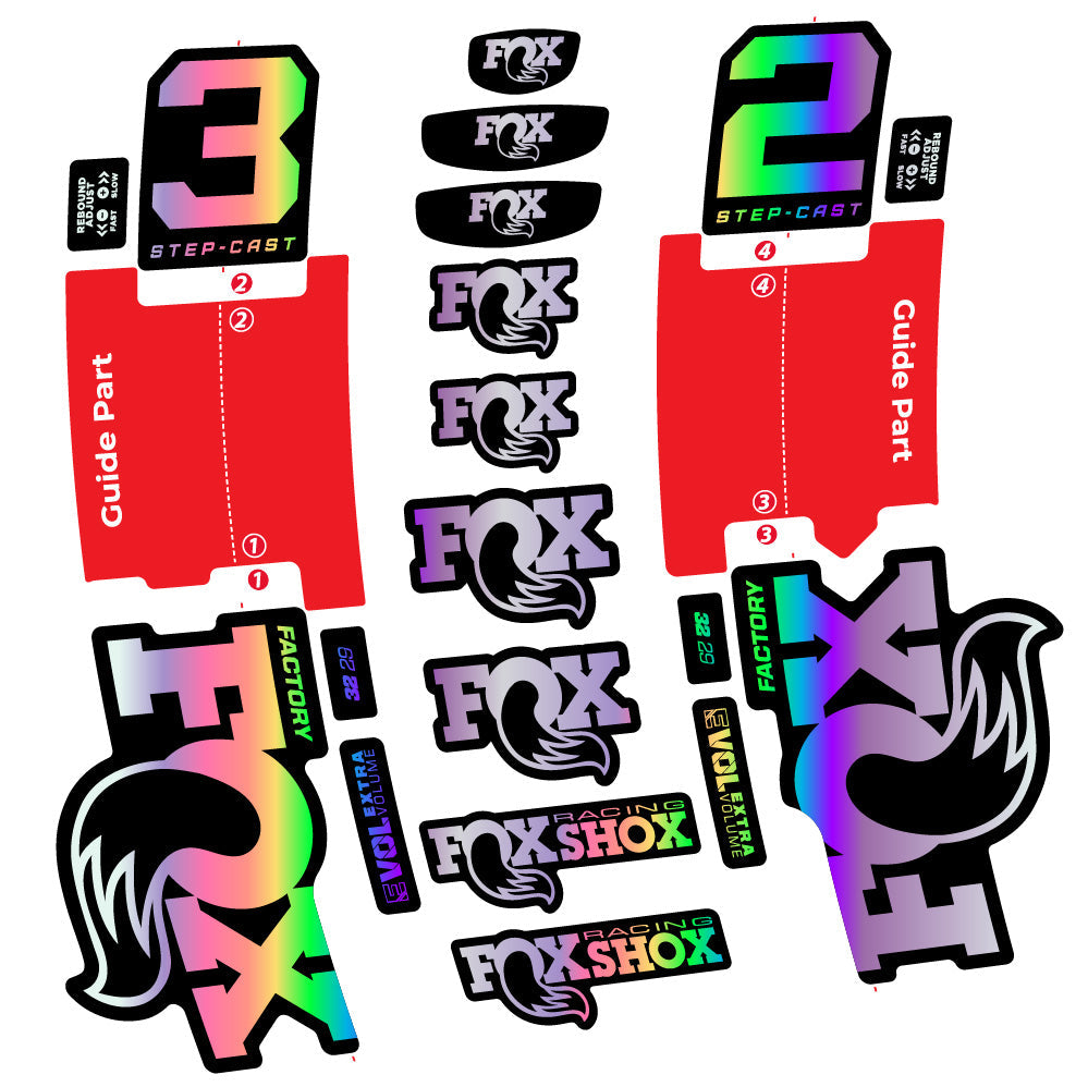Stickers Fox 32 StepCast Factory 2 2025 compatibles Autocollants fourche 29"