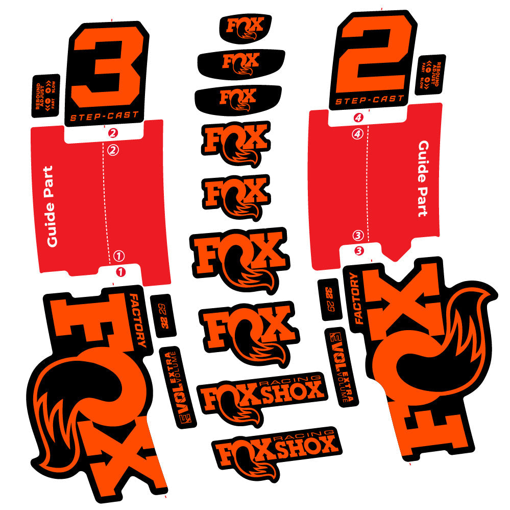 Stickers Fox 32 StepCast Factory 2 2025 compatibles Autocollants fourche 29"